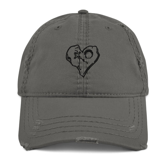 SKULLY HEART Distressed Dad Hat