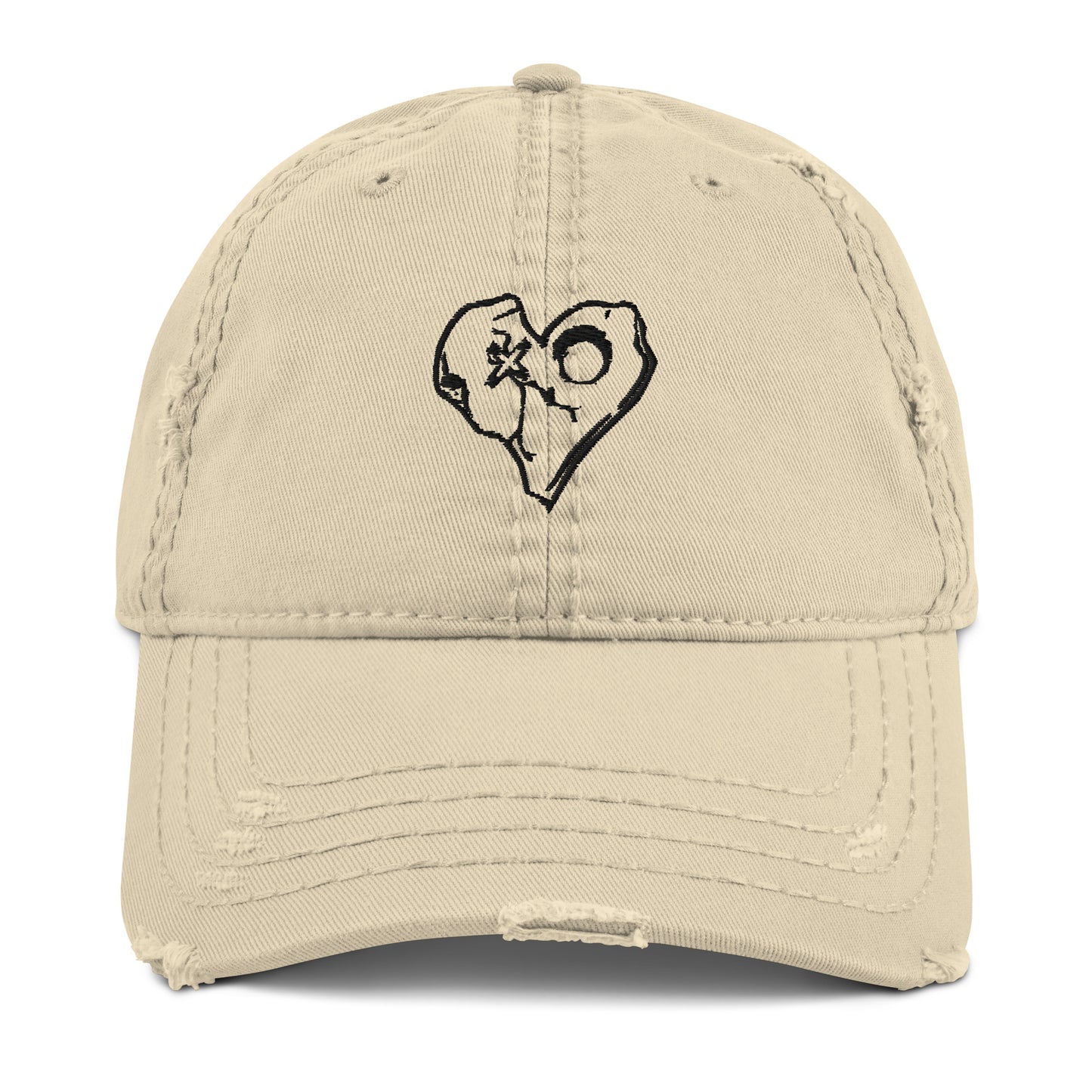 SKULLY HEART Distressed Dad Hat