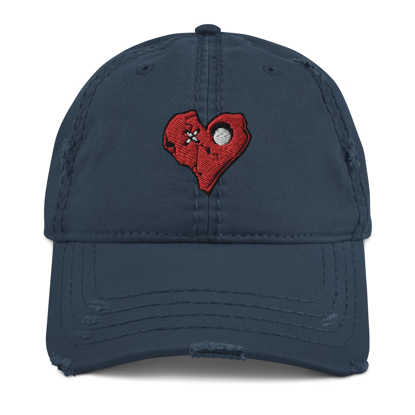 RED SKULLY HEART Distressed Dad Hat