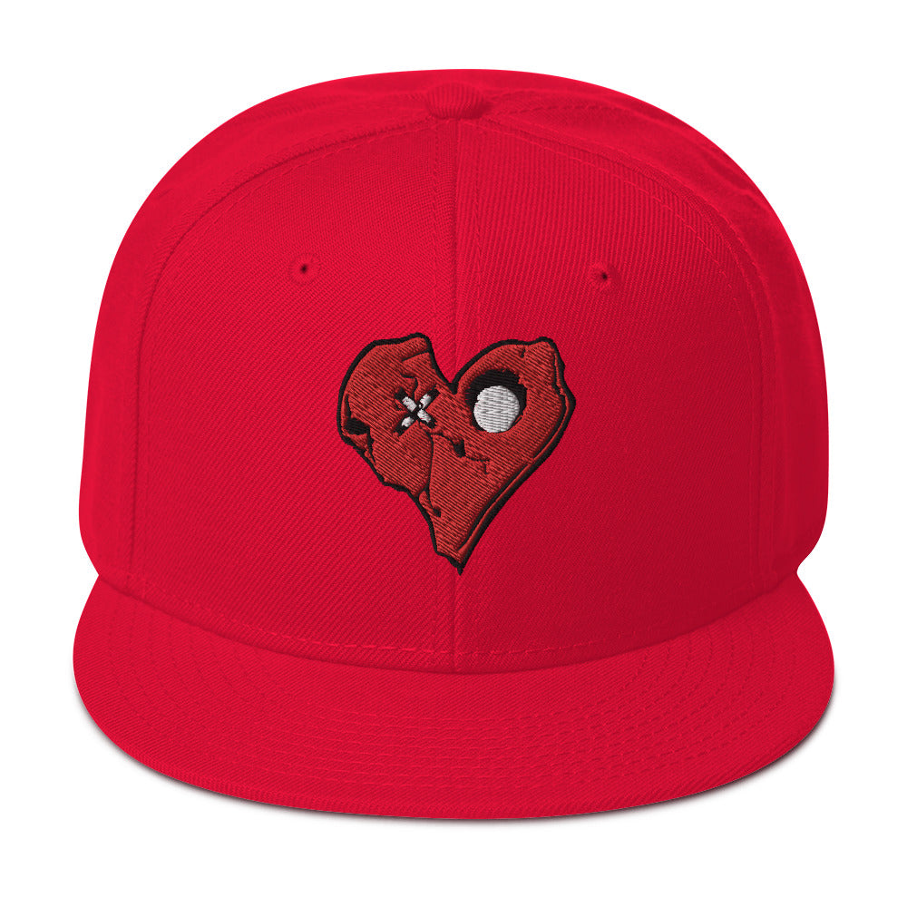 RED SKULLY HEART Snapback Hat